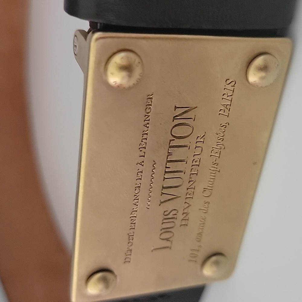 Louis Vuitton Black Belt with Brass Buckle Size 32 - Picture 10 of 10